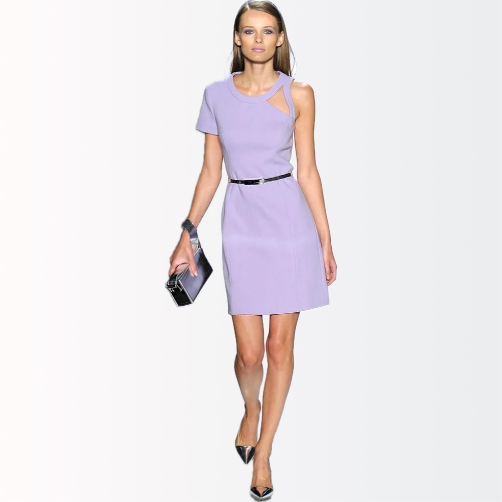 Michael Kors Collection $1795 Stretch Wool Cutout Runway Lilac Pencil Dress 2-4